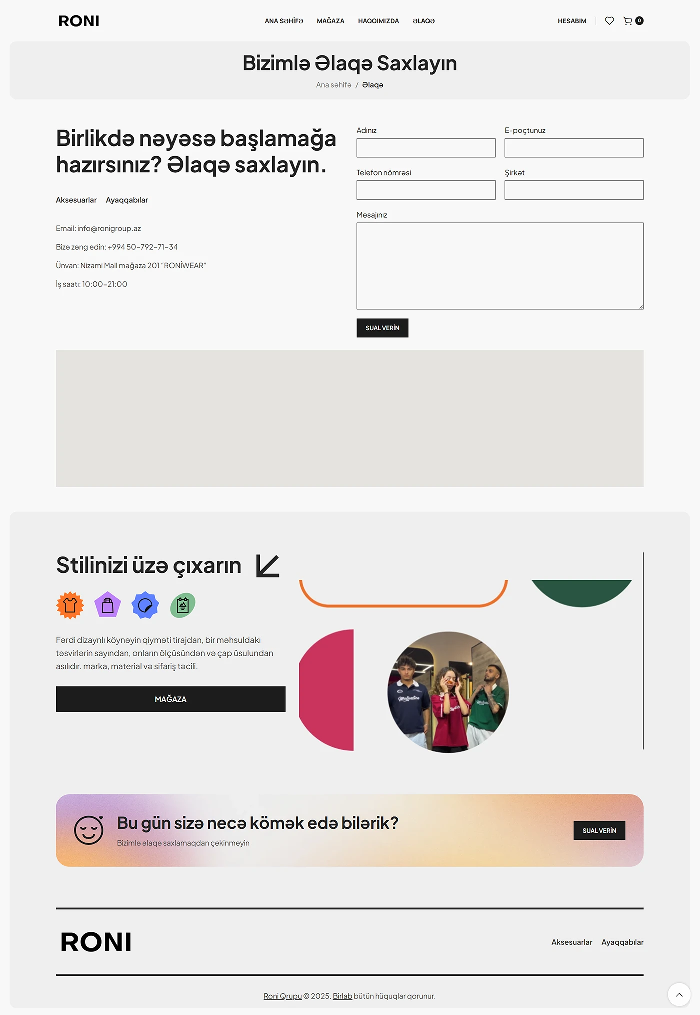 Roni Wear – Contact Us Page