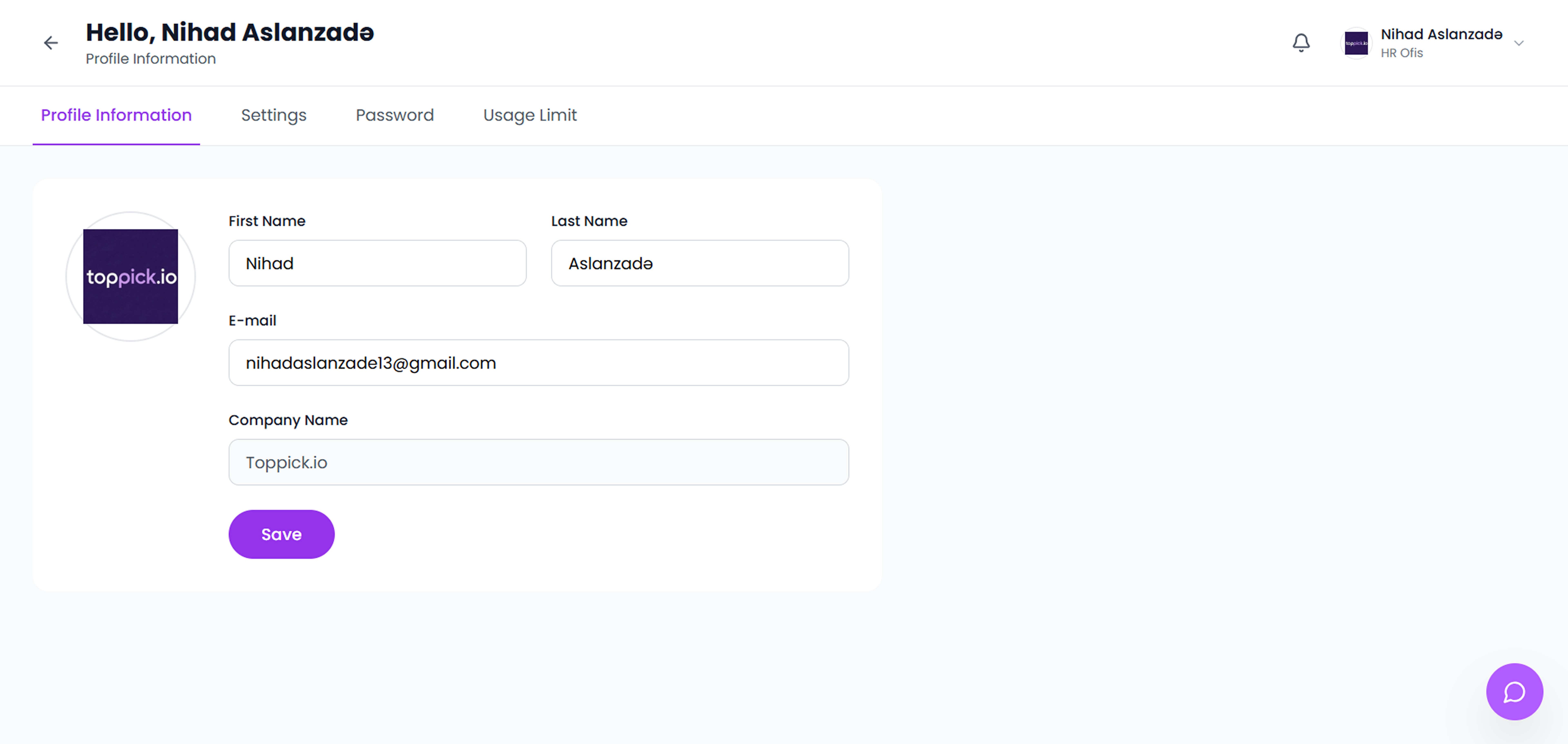 Toppick.io – Profile Settings